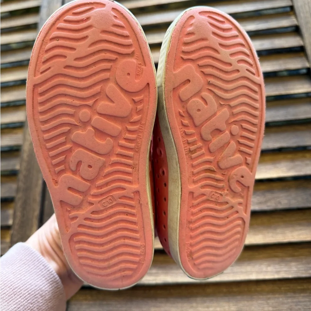 Native Kids Coral Pink Slip-On Water Shoes with White Toe Cap C10 USA Toddler 10